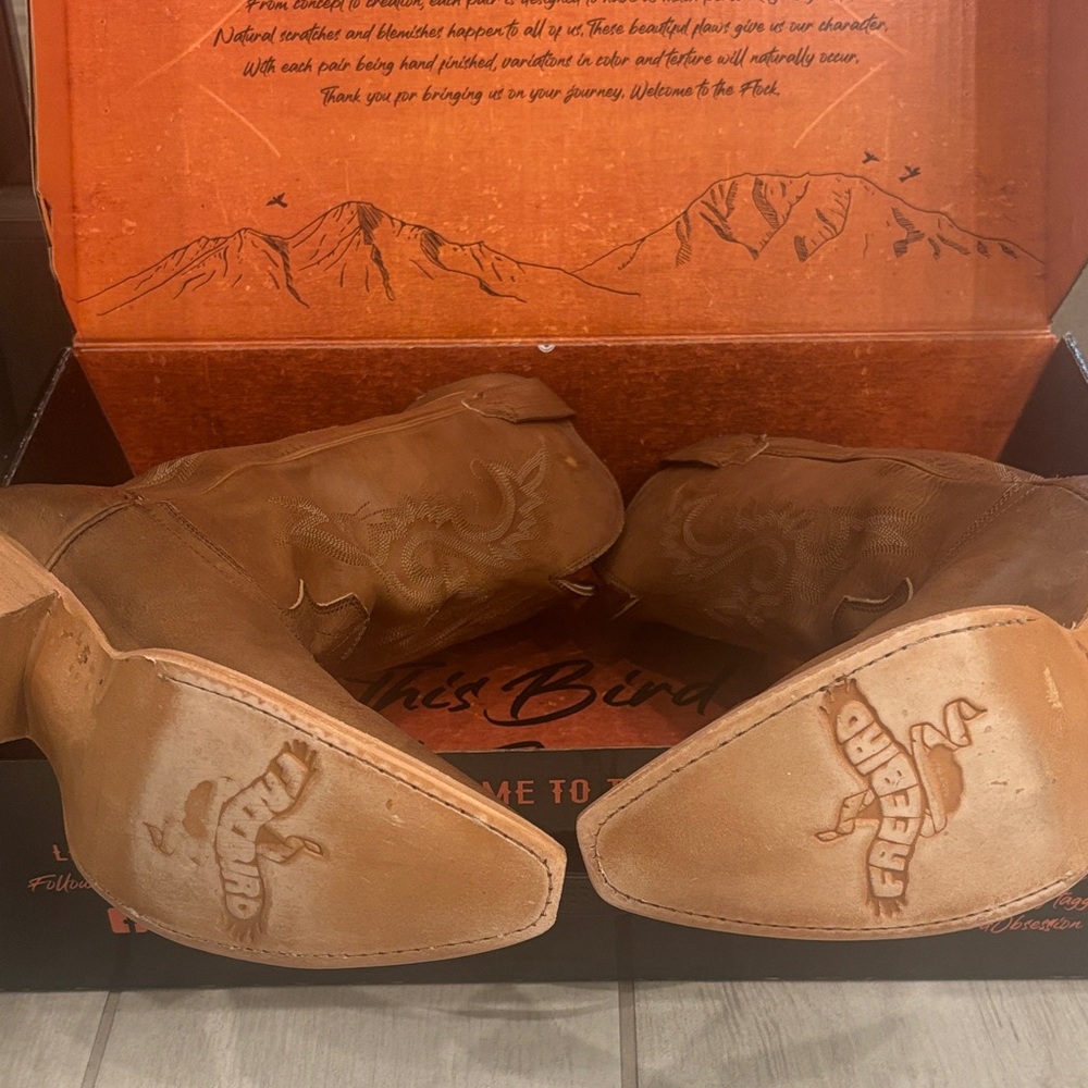 Freebird Woodland Tan Leather Cowboy Boots Size 8 - Picture 9 of 12